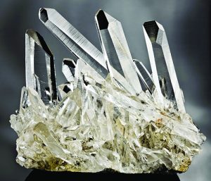 Clear cluster of quartz crystals